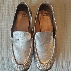UGG Metallic Silver Slip-On Loafers
